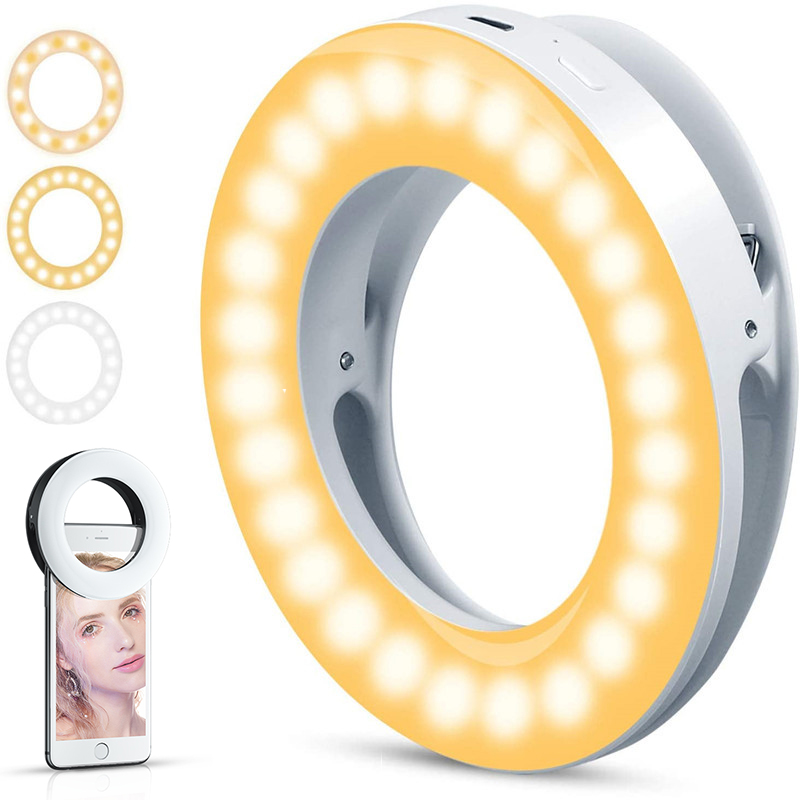Webcam Ring Light - Upgrade 3200K-6500K LED Clip Ring Light