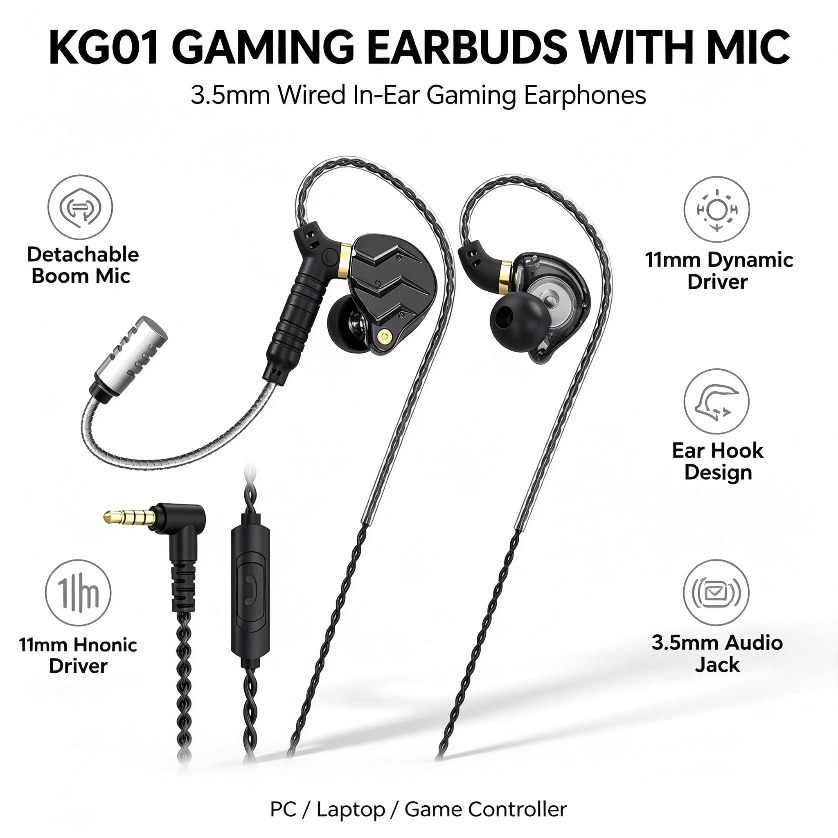 Earbuds with Mic Wired Gaming  - Esports Gaming Earbuds ulasan dan harga
