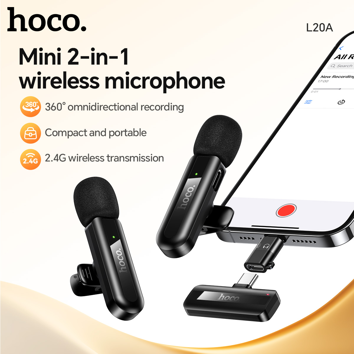 HOCO L20A Wireless Lavalier La - Streaming Mic Condenser ulasan dan harga