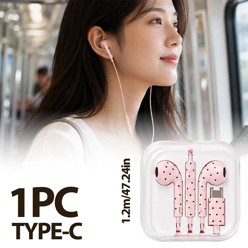 Cute Polka-dot Star Type C Ear - Esports Gaming Earbuds ulasan dan harga