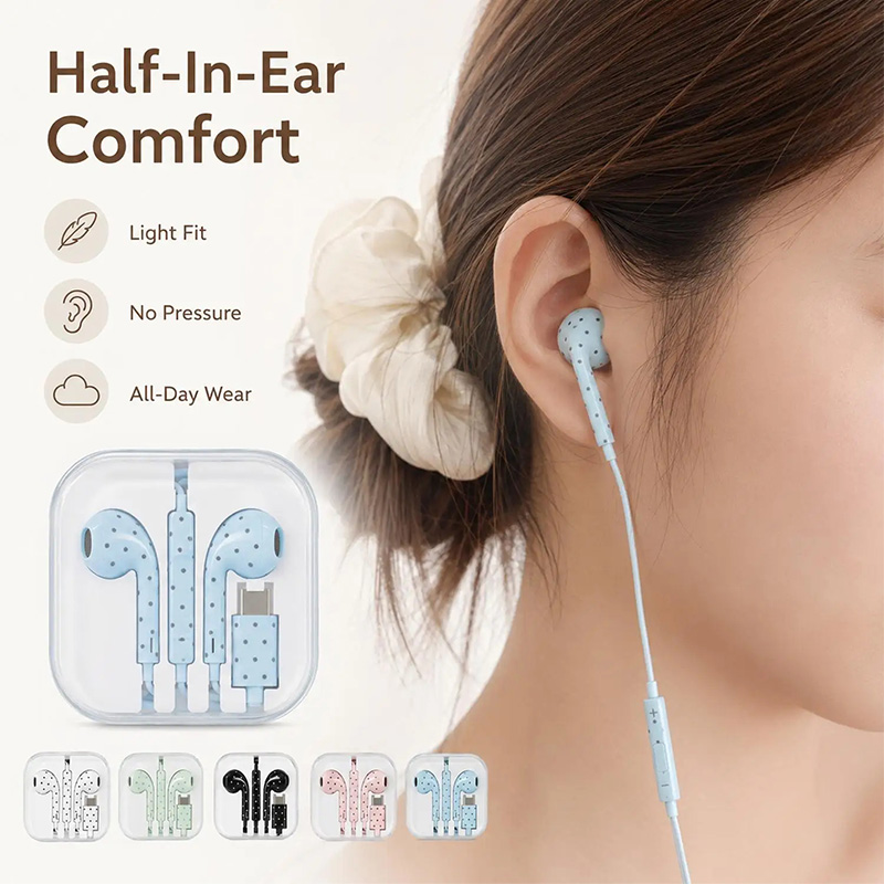 Cute Polka-dot Star Type C Ear - Esports Gaming Earbuds ulasan dan harga