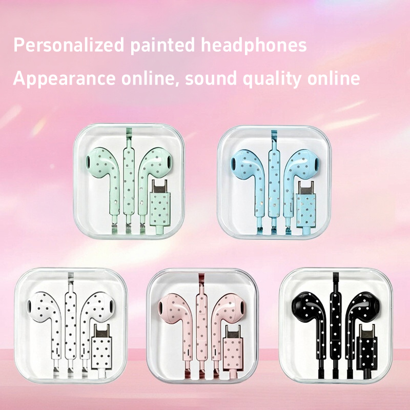 Cute Polka-dot Star Type C Ear - Esports Gaming Earbuds ulasan dan harga
